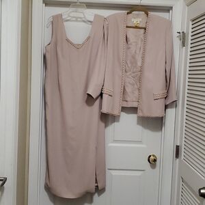 Lord & Terry cream embellished dress & jacket set
